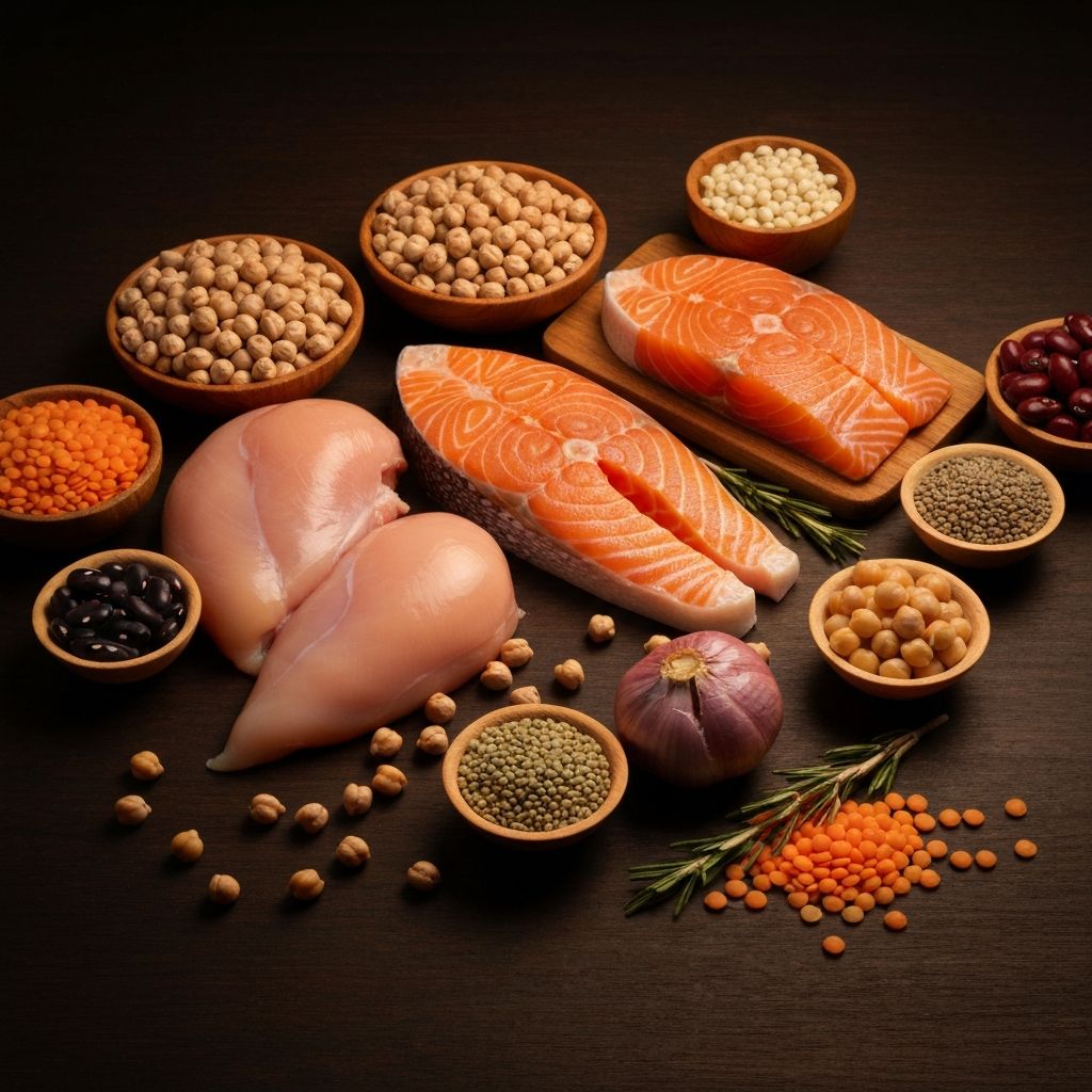 Protein-rich foods representing muscle health and strength